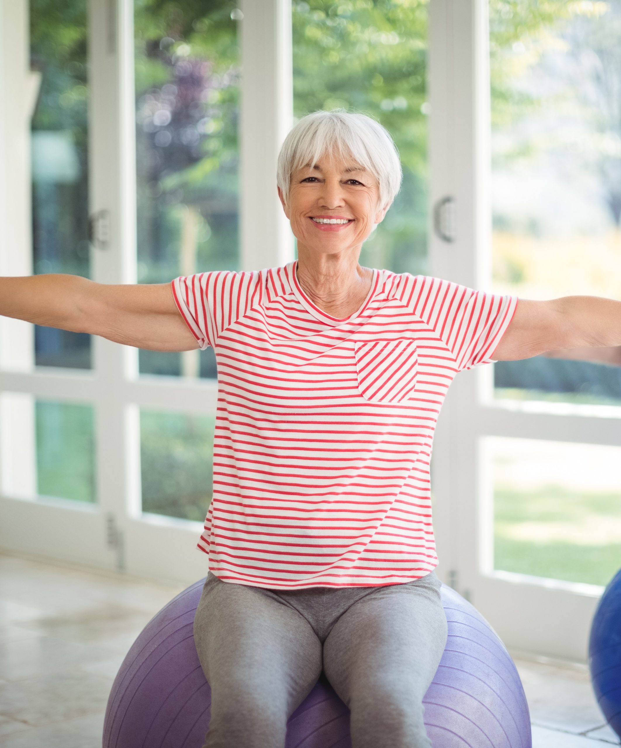 Lady on exercise ball